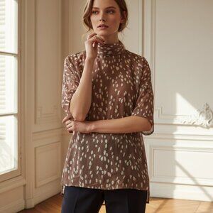 Lysee Fawn and White Oversized Women's Top Size XS